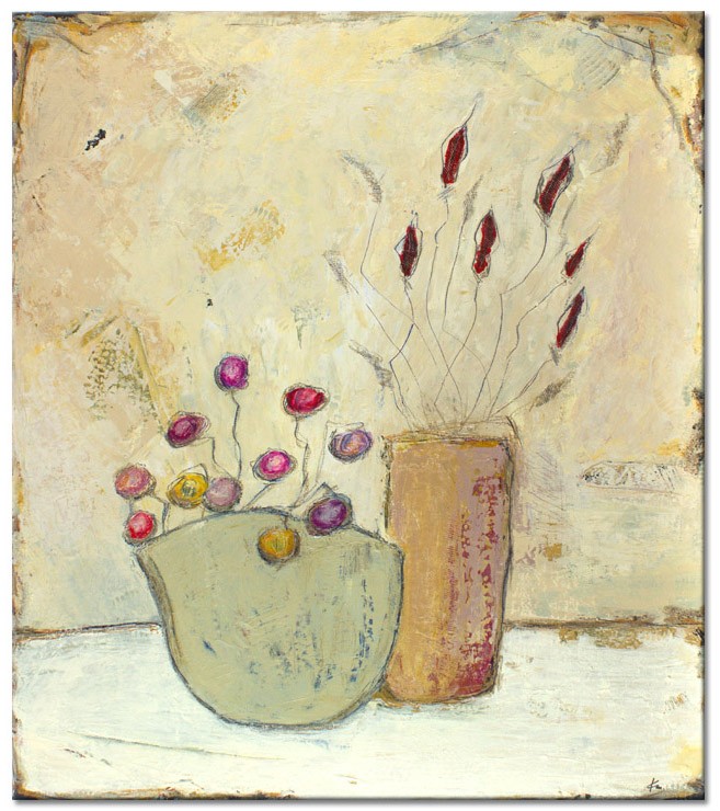 Karin Melé - Flowers - Original handgemalte Mischtechnik -40 x 50 cm