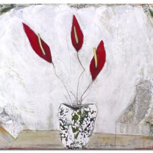 Karin Melé - Kleine Flamingoblume - Original handgemalte Mischtechnik -90 x 110 ...