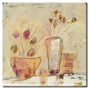 Karin Melé " LES SALUTATIONS DES FLEURS "-50 x 50 cm