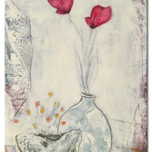 Karin Melé - Pavot Rose - Original handgemalte Mischtechnik -50 x 70 cm