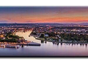 Koblenz Abendstimmung Panorama 2 - Leinwandbild-20 x 80 cm