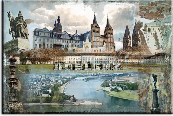 Leinwandbild  Koblenz bei Nacht -70 x 100 cm