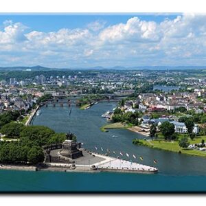 Koblenz - Deutsches Eck Panorama - Leinwandbild-40 x 100 cm