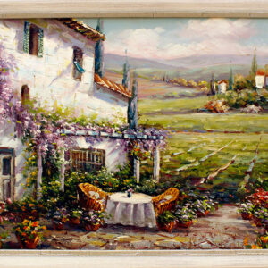 Landhaus Idylle - Gemälde auf Leinwand gerahmt