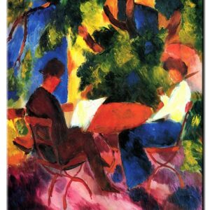 August Macke Bilder - Paar am Gartentisch-90 x 110 cm