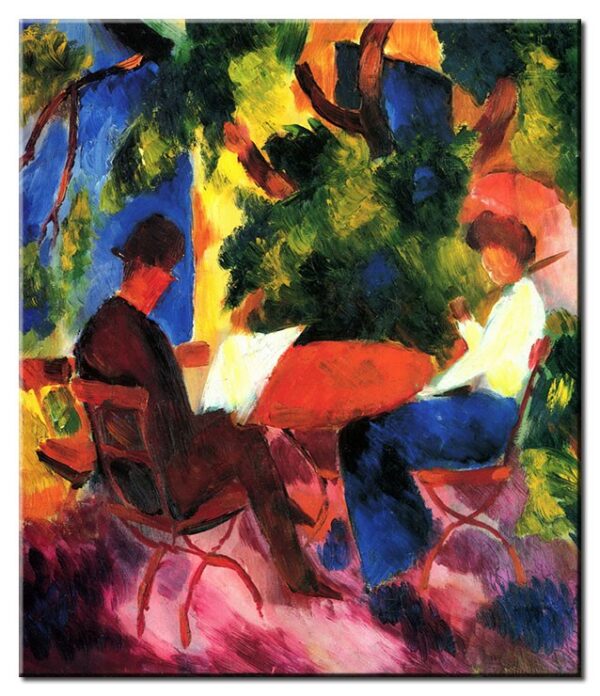 August Macke Bilder - Paar am Gartentisch-90 x 110 cm