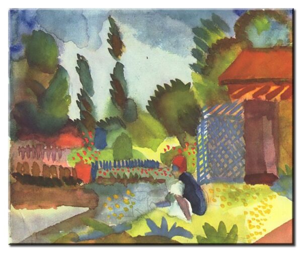 August Macke Bilder - Tunesische Landschaft mit sitzendem Araber-40 x 50 cm