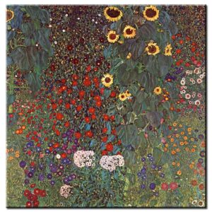 Gustav Klimt Bilder - Garten mit Sonnenblumen-60 x 60 cm