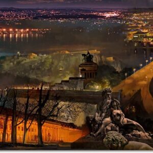 Leinwandbild Koblenz bei Nacht von A. Baecker