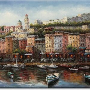 Stimmungsvolles Leinwandbild - Mediterraner Hafen-30 x 50 cm
