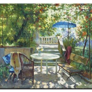 Totti Moreno - Besuch auf der Sommerterrasse-30 x 40 cm