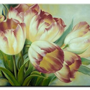Modernes Leinwandbild - Tulpen mit roten Blütenspitzen-80 x 120 cm