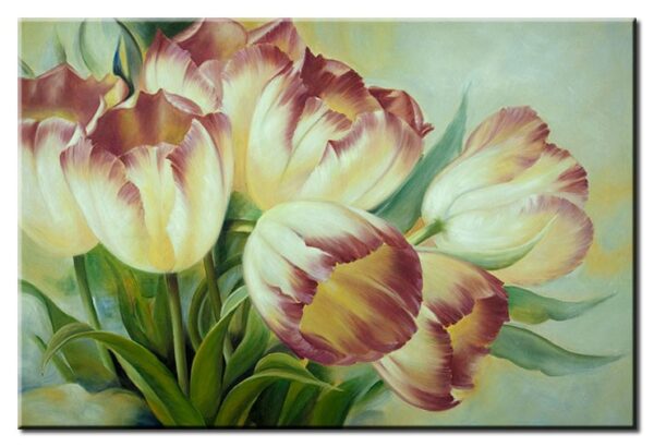 Modernes Leinwandbild - Tulpen mit roten Blütenspitzen-80 x 120 cm