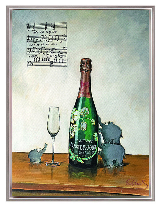 Otto Waalkes - A GLASS OF CHAMPAGNE - ORIGINAL PIGMENTGRAFIK AUF LEINWAND
