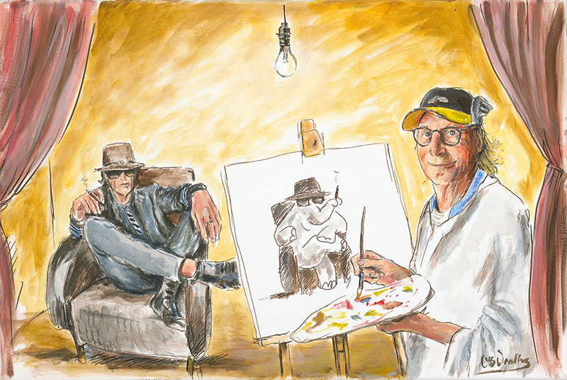 Otto Waalkes - ATELIER DES MEISTERS III - ORIGINAL PIGMENTGRAFIK AUF LEINWAND