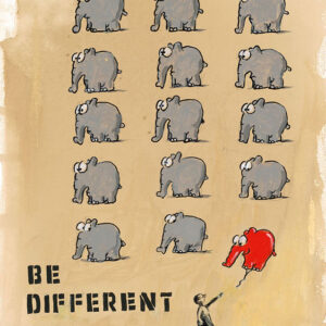 Otto Waalkes - BE DIFFERENT - BANKSY - ORIGINAL PIGMENTGRAFIK AUF LEINWAND