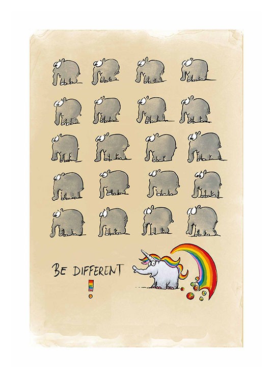 Otto Waalkes Be Different - Einhorn - original Grafik handsigniert
