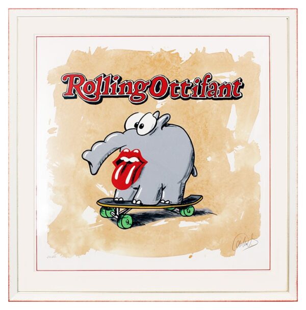 Otto Waalkes - Rolling Ottifant - original Grafik handsigniert
