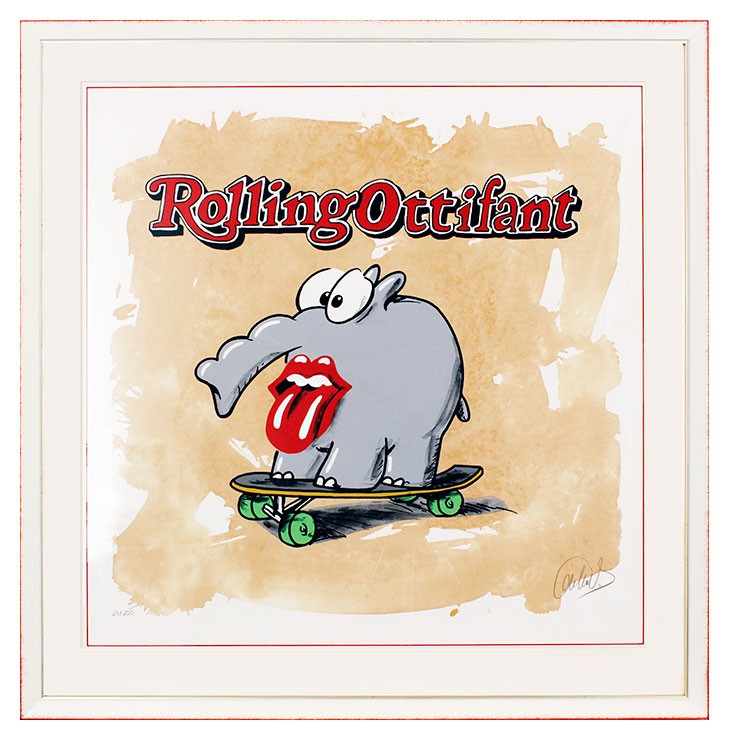 Otto Waalkes - Rolling Ottifant - original Grafik handsigniert
