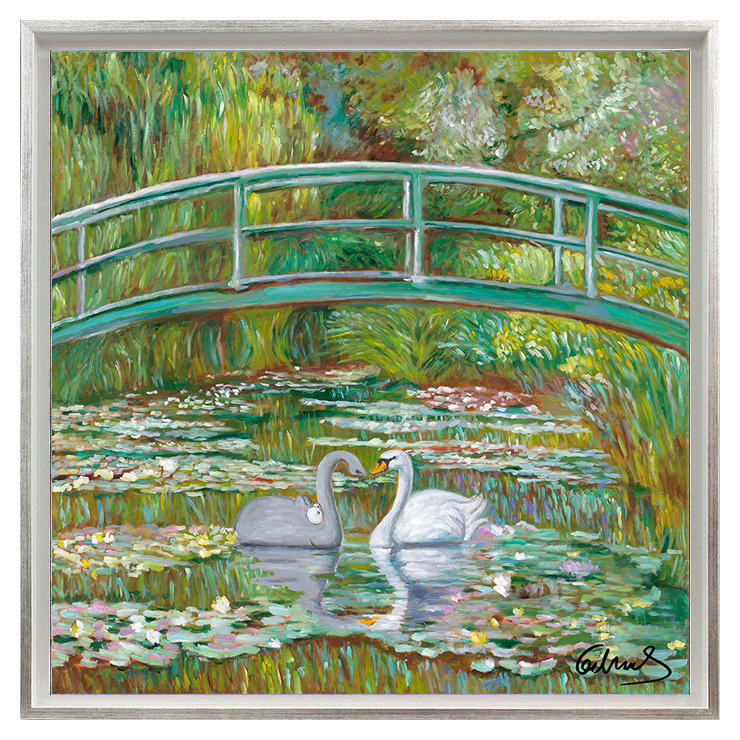 Otto Waalkes - BRIDGE OVER SILENT WATER - ORIGINAL PIGMENTGRAFIK AUF LEINWAND