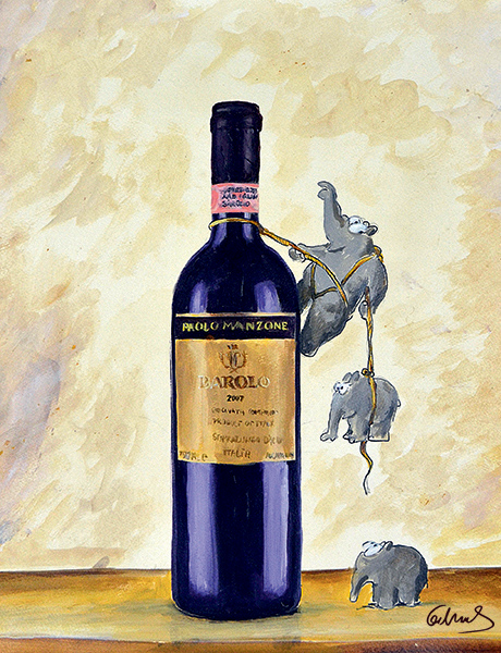 Otto Waalkes - CLIFFHANGER DI BAROLO - ORIGINAL PIGMENTGRAFIK AUF LEINWAND