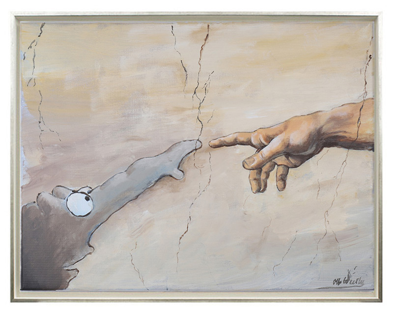 Otto Waalkes - CREATION OF THE OTTIFANT - ORIGINAL PIGMENTGRAFIK AUF LEINWAND