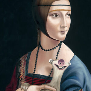 Otto Waalkes - DAME MIT FAULTIER - ORIGINAL PIGMENTGRAFIK AUF LEINWAND