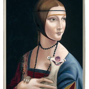 Otto Waalkes - DAME MIT FAULTIER - ORIGINAL PIGMENTGRAFIK AUF LEINWAND