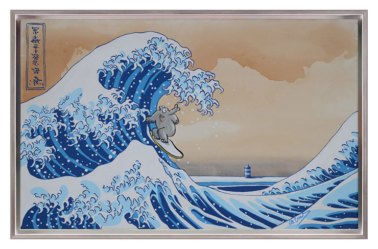 Otto Waalkes - DIE PERFEKTE WELLE I - ORIGINAL PIGMENTGRAFIK AUF LEINWAND
