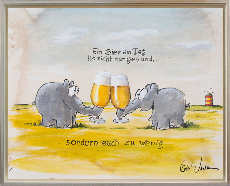 Otto Waalkes - EIN BIER AM TAG II - Original Pigmentgrafik auf Leinwand