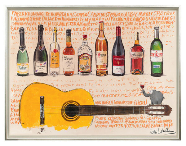 Otto Waalkes - GRUND ZUM FEIERN - ORIGINAL PIGMENTGRAFIK AUF LEINWAND