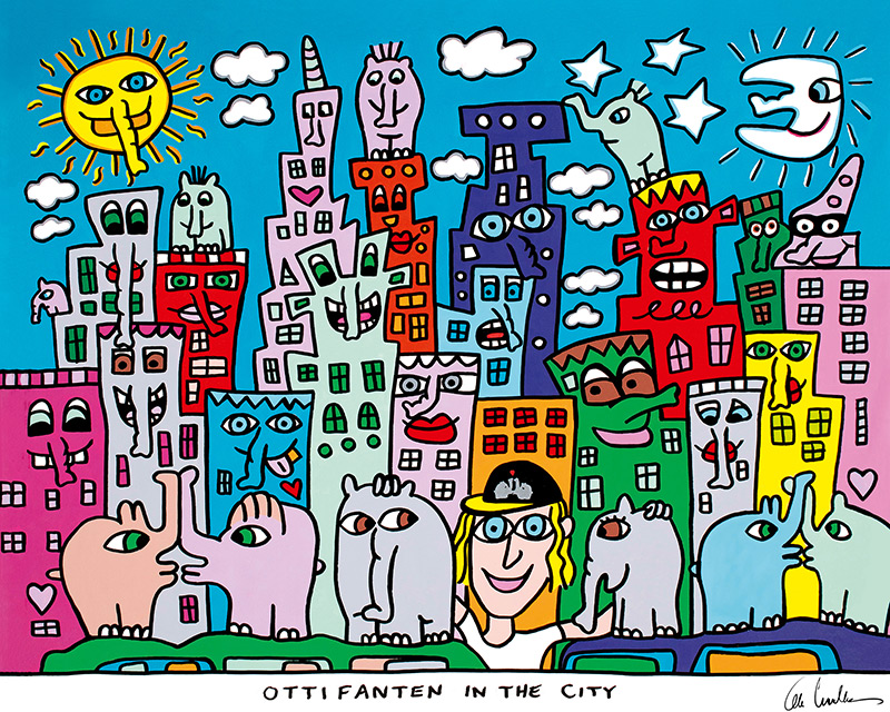 Otto Waalkes - OTTIFANTEN IN THE CITY  - Original Pigmentgrafik auf Leinwand