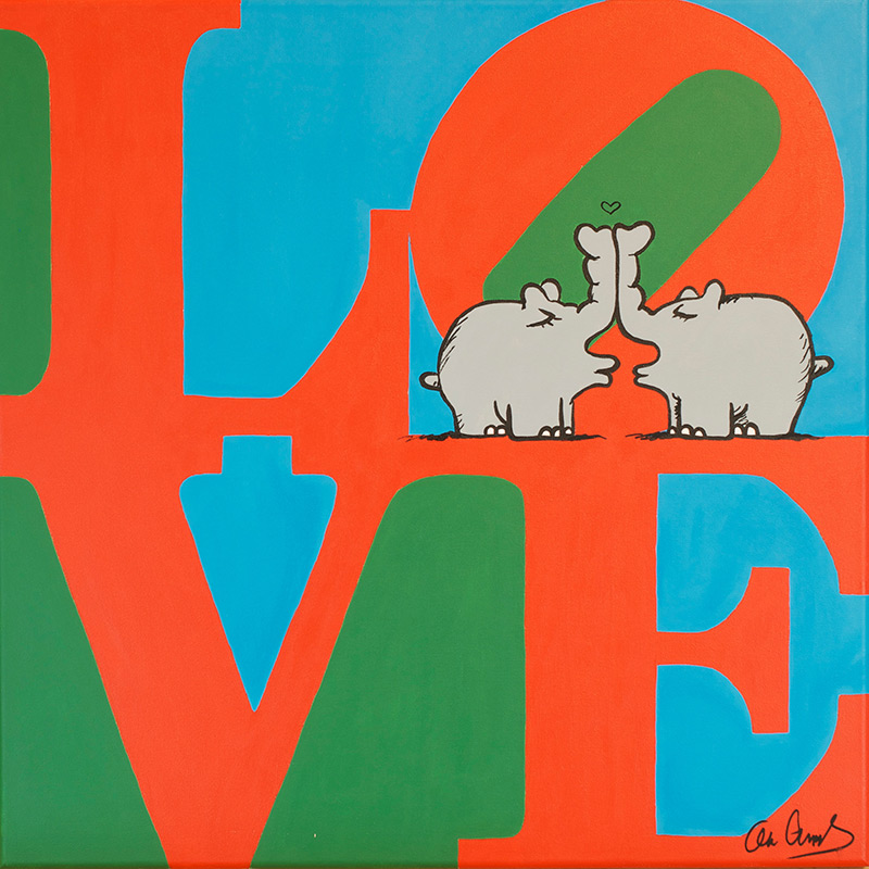 Otto Waalkes -OTTIFANTEN LOVE - original Pigmentgrafik auf Leinwand