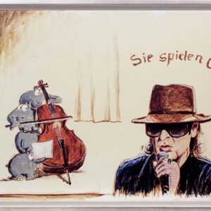 Otto Waalkes - Sie spielen Cello - ORIGINAL PIGMENTGRAFIK AUF LEINWAND