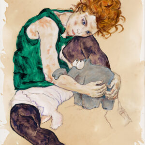 Otto Waalkes - SITZENDE FRAU MIT KUSCHELTIER - Original Pigmentgrafik Auf Leinwa...