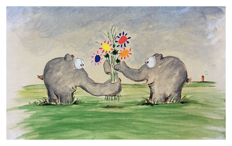 Otto Waalkes - STATT BLUMEN. Original Grafik Handsigniert