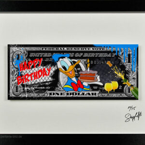 SKYYLOFT - Happy Birthday Dollar - Bild mit Museumsglas und Bilderrahmen