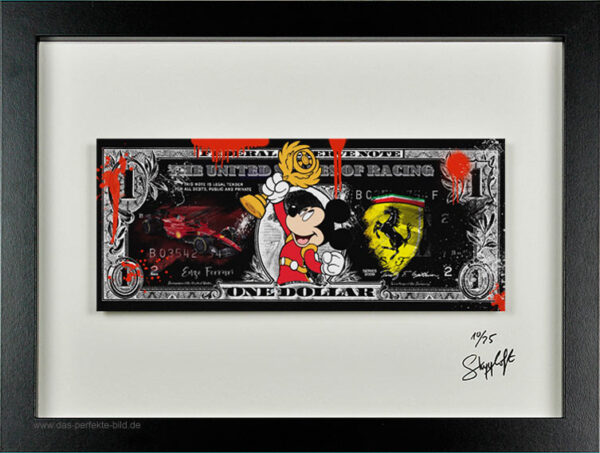 SKYYLOFT - Formel 1 Ferrari Dollar - Bild mit Museumsglas und Bilderrahmen