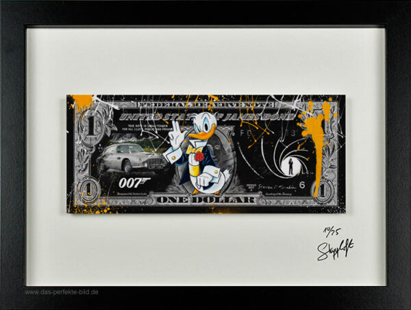 SKYYLOFT - James Bond Dollar - Bild mit Museumsglas und Bilderrahmen