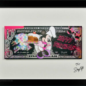 SKYYLOFT - Happy Birthday - Minnie Maus Dollar - Bild mit Museumsglas und Bilder...