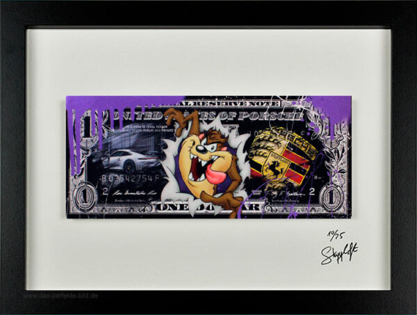 SKYYLOFT - Porsche Tasmanischer Teufel Dollar - Bild mit Museumsglas und Bilderr...