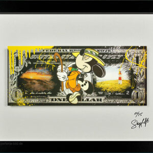 SKYYLOFT - Micky Maus Sylt Dollar - Bild mit Museumsglas und Bilderrahmen