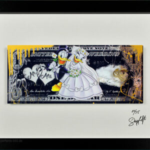 SKYYLOFT - Donald & Daisy - Wedding Dollar - Bild mit Museumsglas und Bilderrahm...