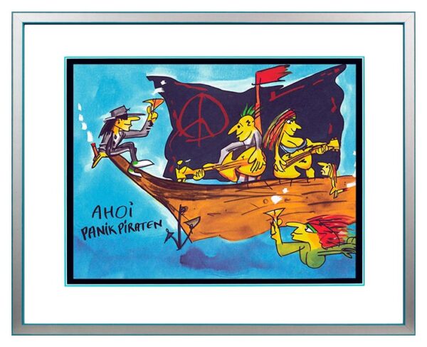 Udo Lindenberg AHOI PANIK PIRATEN - original Grafik handsigniert