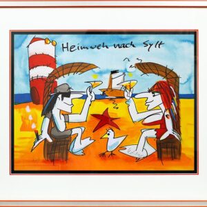 Udo Lindenberg HEIMWEH NACH SYLT - original Grafik handsigniert-silber-orange