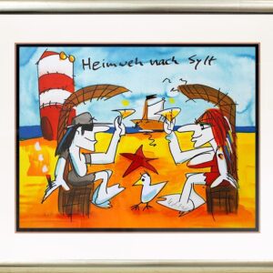 Udo Lindenberg HEIMWEH NACH SYLT - original Grafik handsigniert-Holzrahmen Silbe...