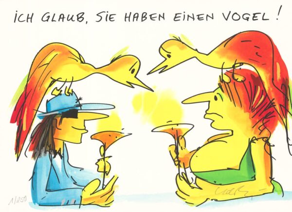 Udo Lindenberg ICH GLAUB SIE HABEN EINEN VOGEL - original Grafik handsigniert
