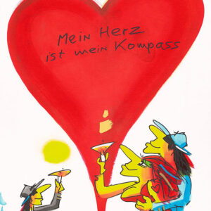 Udo Lindenberg - MEIN HERZ IST MEIN KOMPASS - handsignierte Original Grafik