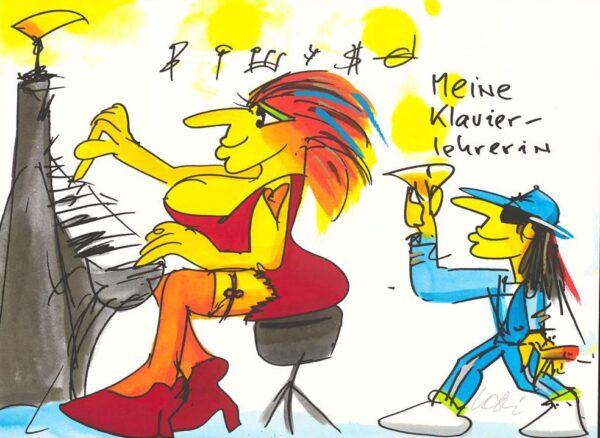Udo Lindenberg MEINE KLAVIERLEHRERIN - original Grafik handsigniert