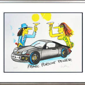 Udo Lindenberg PANIC PORSCHE POWER silbergrau - original Grafik handsigniert